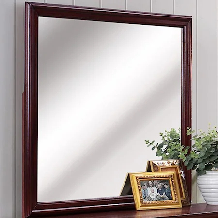 Square Dresser Mirror with Cherry Wood Frame